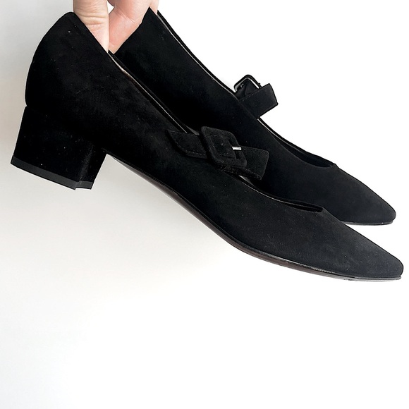 AGL Attilio Giusti Leombruni Black Suede Leather Mary Jane Low-Heel Pumps | 39.5 - Picture 3 of 14